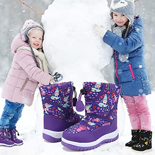 CIOR Winter Booty Boys Girls Outdoor Waterproof with Fur Lining