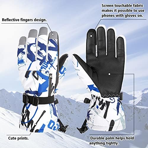 American Trends Kids Waterproof Ski Gloves with Zip Pocket Touchscreen Snowboard Gloves