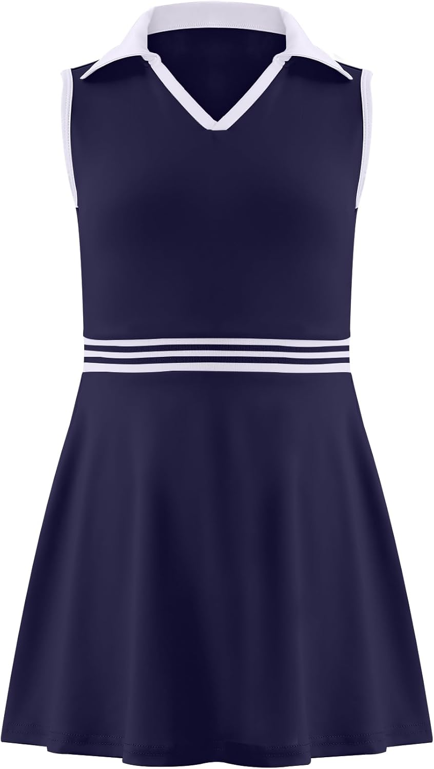 Girls Stretchy V-Neck Tennis Golf Outfit