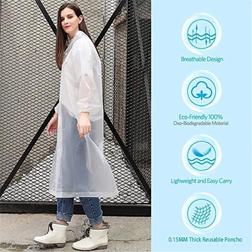 Reusable premium EVA rain ponchos for adults 5-pack