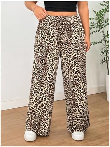 Milumia Girls ComfortableCasualPants LeopardPrintElasticWaistWideLegSweatpants