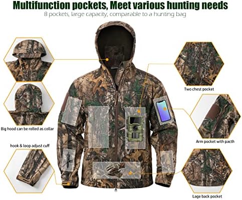 NAVEKULL Silent Hunting Clothes for Men Soft Shell Outdoor Jacket
