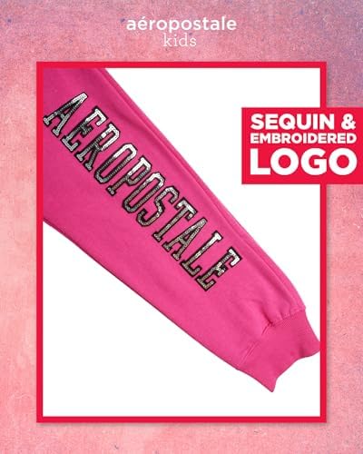 AEROPOSTALE Girls Fleece Joggers with Sparkling Sequins