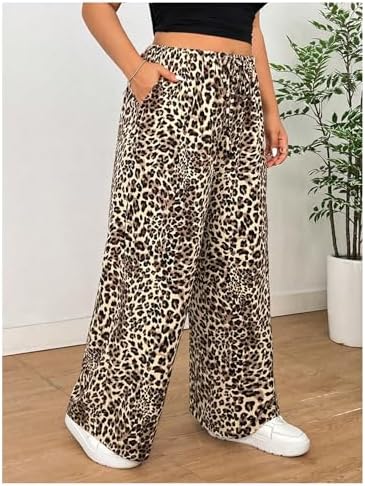 Milumia Girls ComfortableCasualPants LeopardPrintElasticWaistWideLegSweatpants