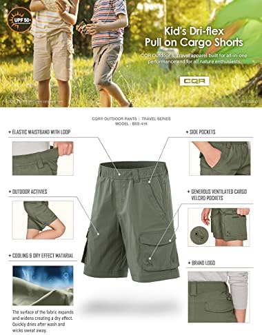 CQR Kids Youth Cargo Shorts for Outdoor Adventures