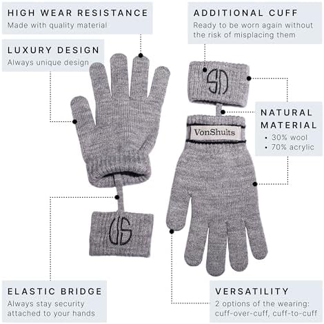 VonShults Merino Wool Winter Gloves Christmas Gift