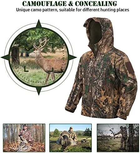 NAVEKULL Silent Hunting Clothes for Men Soft Shell Outdoor Jacket