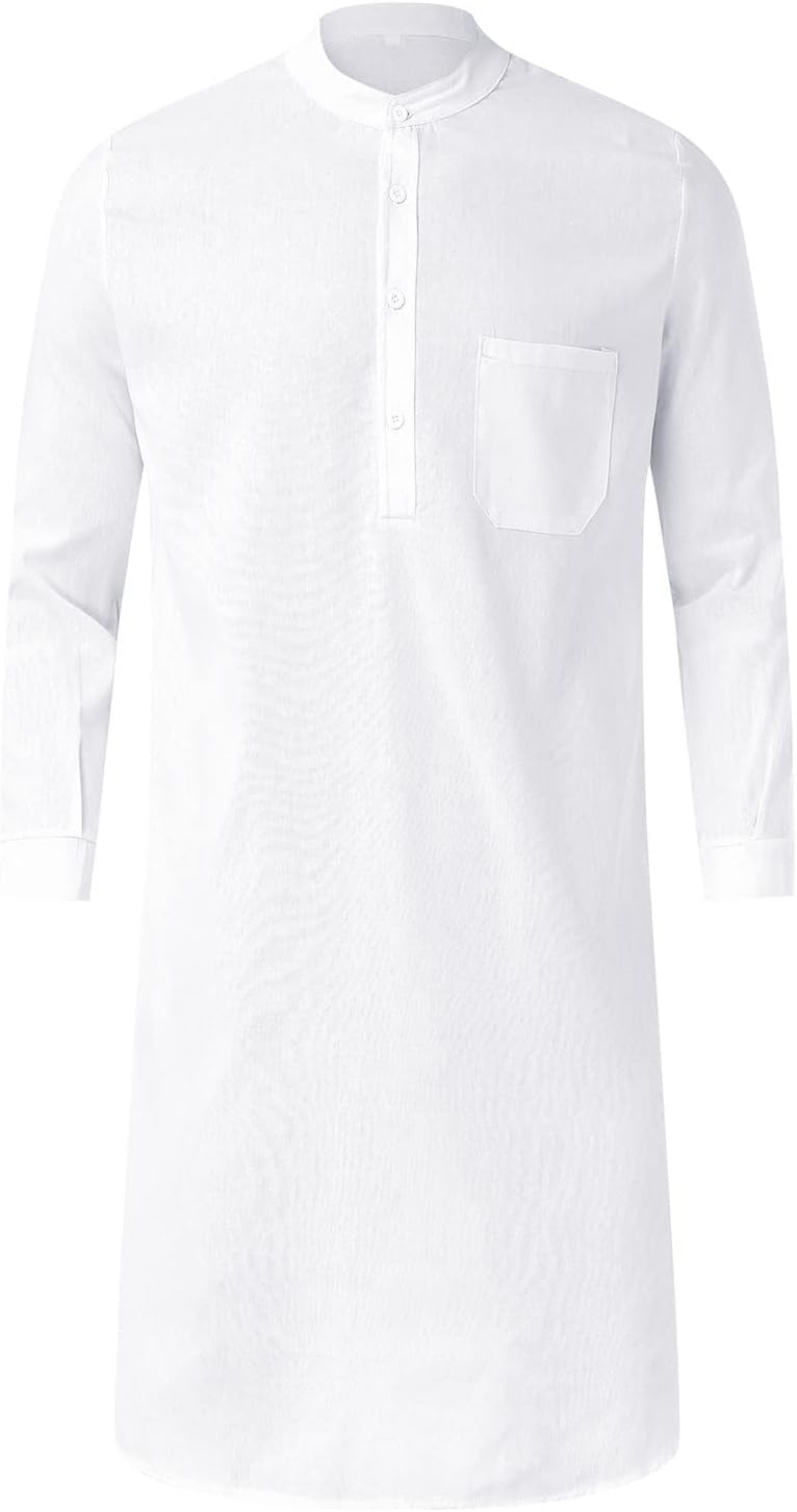 Premium Casual Mens Hooded Robe with Linen Fabric