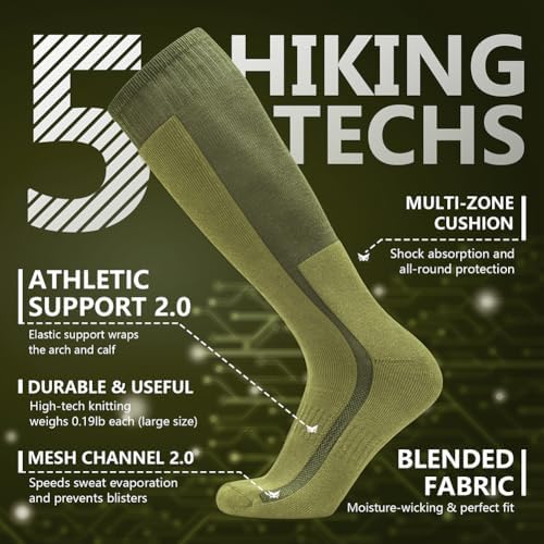 Mens Hiking Socks Military Green trekking hunting and trail running essentials