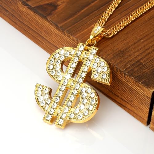 Perfect Gift for Hip Hop Lovers Fake Gold Dollar Sign Chain Necklace