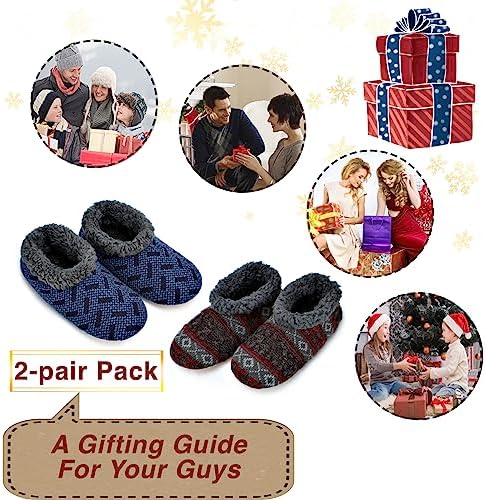 Cozy Warm 2-Pair Fuzzy Sherpa Lined Slipper Socks for Men