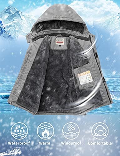 WULFUL Boys Ski Jacket - Windproof Water repellent Hiking Skiing