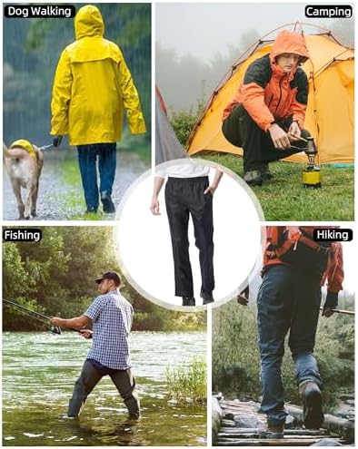 iCreek Mens Waterproof Rain Pants Block Out Wetness