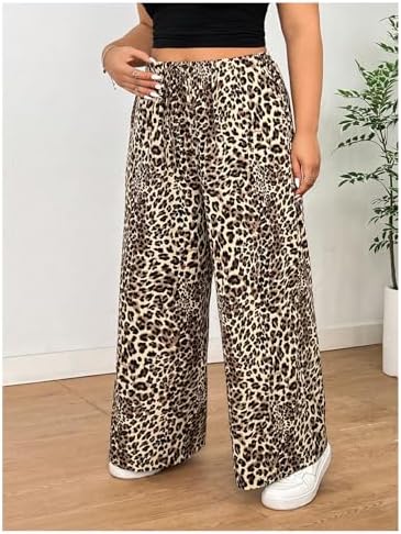 Milumia Girls ComfortableCasualPants LeopardPrintElasticWaistWideLegSweatpants