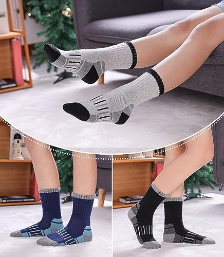 LINEMIN Kids Merino Wool Hiking Socks 6 Pairs