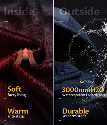 Mens Puffer Jacket - Waterproof Windproof Winter Parka for Skiing Camping