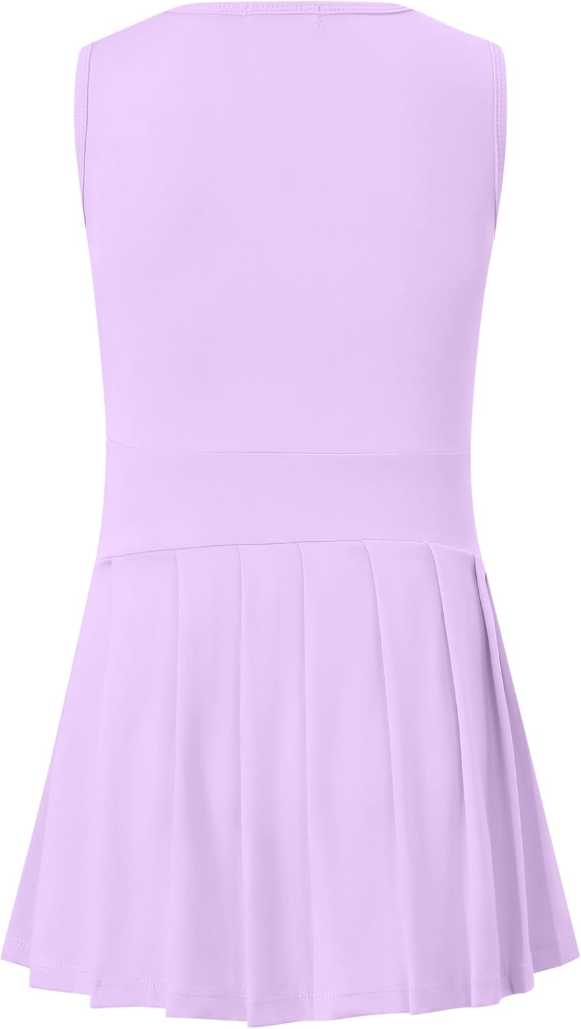 Girls Sleeveless Tennis Golf Sport Dress Set with Skirt and Shorts