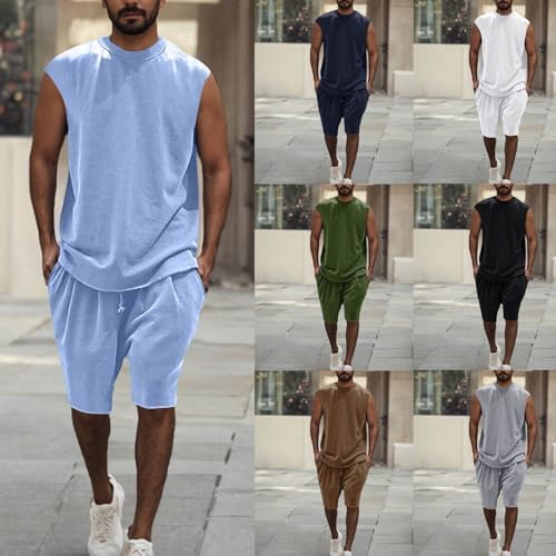 Cambkatl Mens Workout Tank Top Shorts Set