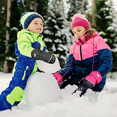 MCTi Kids Waterproof Ski Mittens with Sherpa Lining and String
