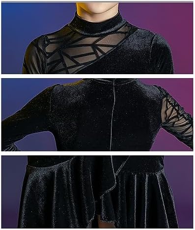 OTMYIGO Girls Latin Dance Costume Split Dress for Ballroom Salsa Tango