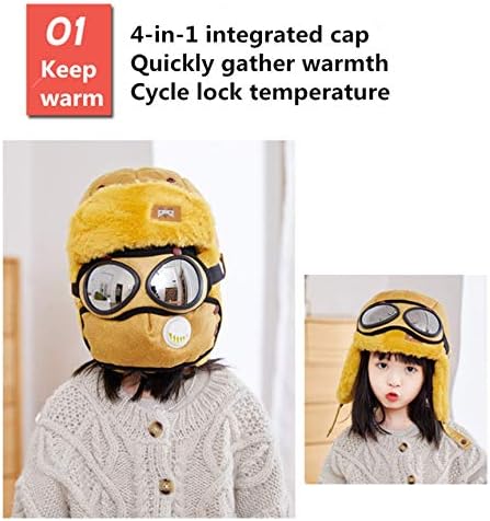 4-in-1 Hats with Masks Goggles for Kids
