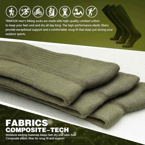 Mens Hiking Socks Military Green trekking hunting and trail running essentials