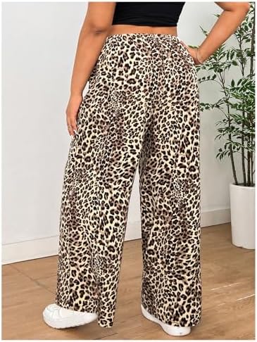 Milumia Girls ComfortableCasualPants LeopardPrintElasticWaistWideLegSweatpants