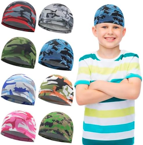 8Pcs Kids Helmet Liner Wicking Running Hat Skull Cap with Protection