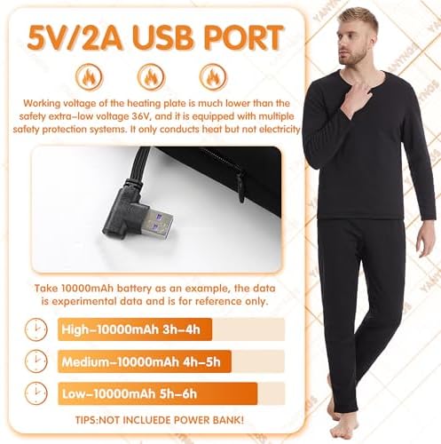 Warm Ezekials Electric Heated Underwear Set for Men