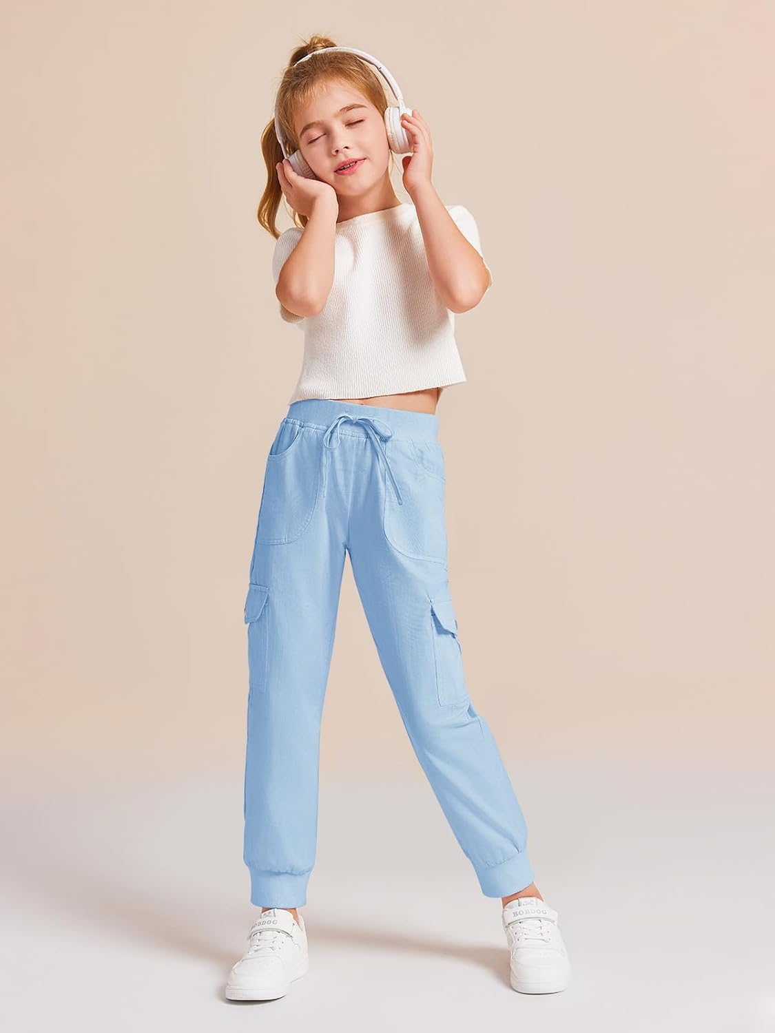 Haloumoning Girls Slim Fit Cargo Joggers Fast Dry and Pockets forEveryday Style