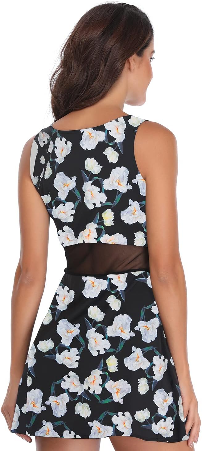PCGAGA Womens Tennis Dress Workout with Built-in Shorts Stylish