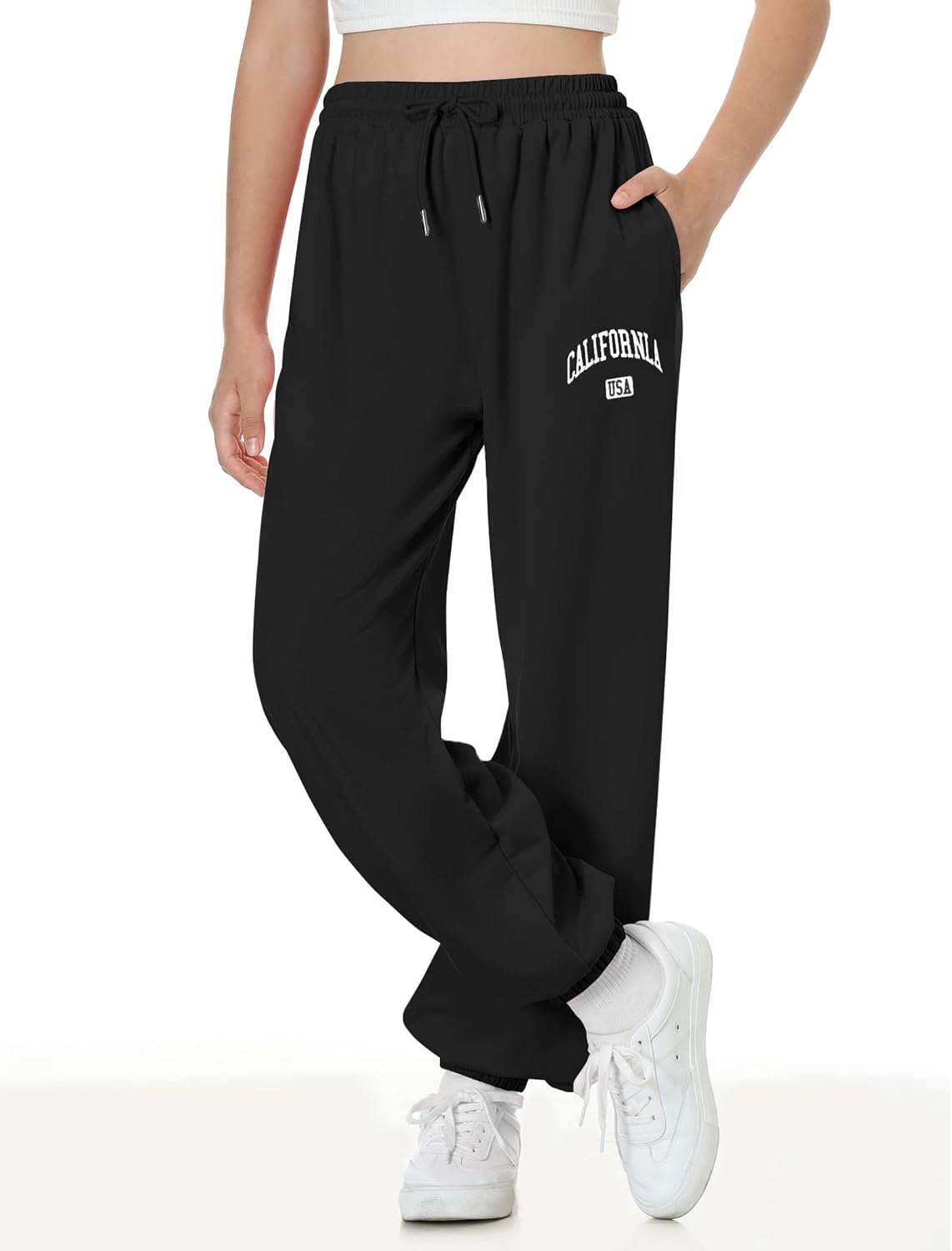 EXARUS 3 Pack Girls Letter Graphic Print Sweatpants with Pockets
