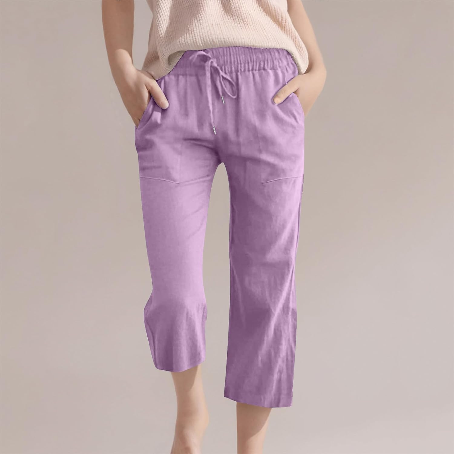 Summer Cotton Linen Capri Pants Cozy Trendy