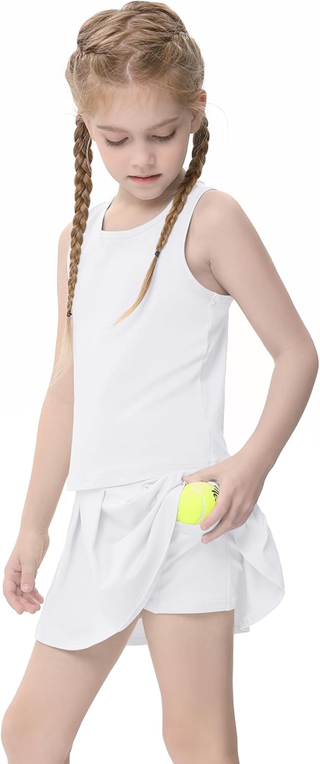 Girls Tennis Golf Dress Set with Built In Shorts