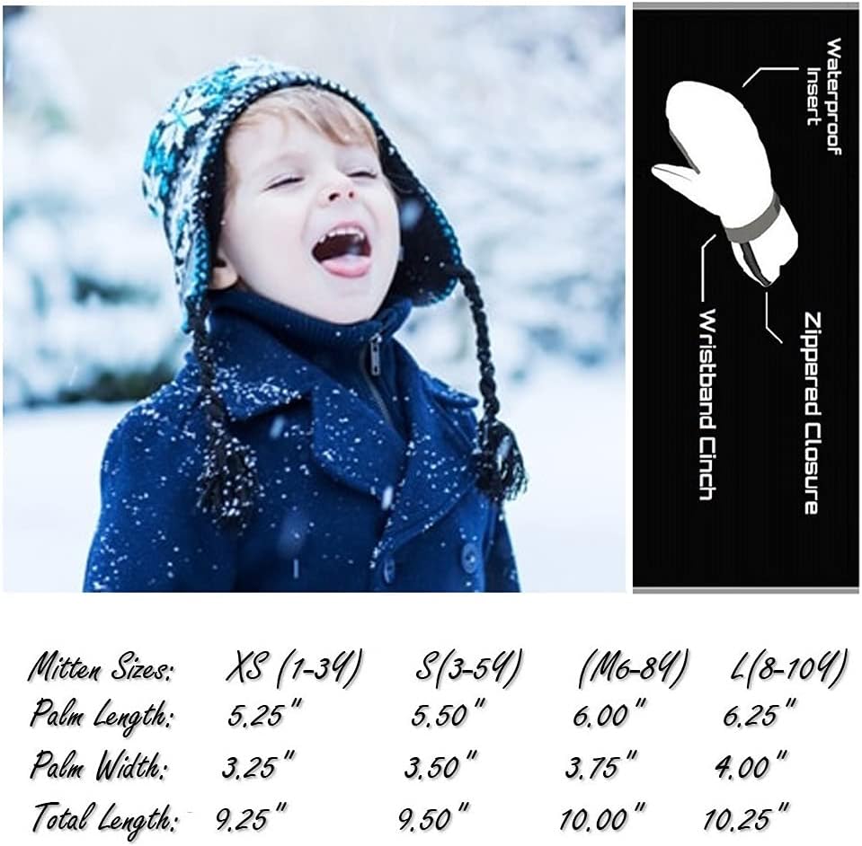 HIGHCAMP Winter Snow Ski Mitten Gloves Waterproof with Zipper
