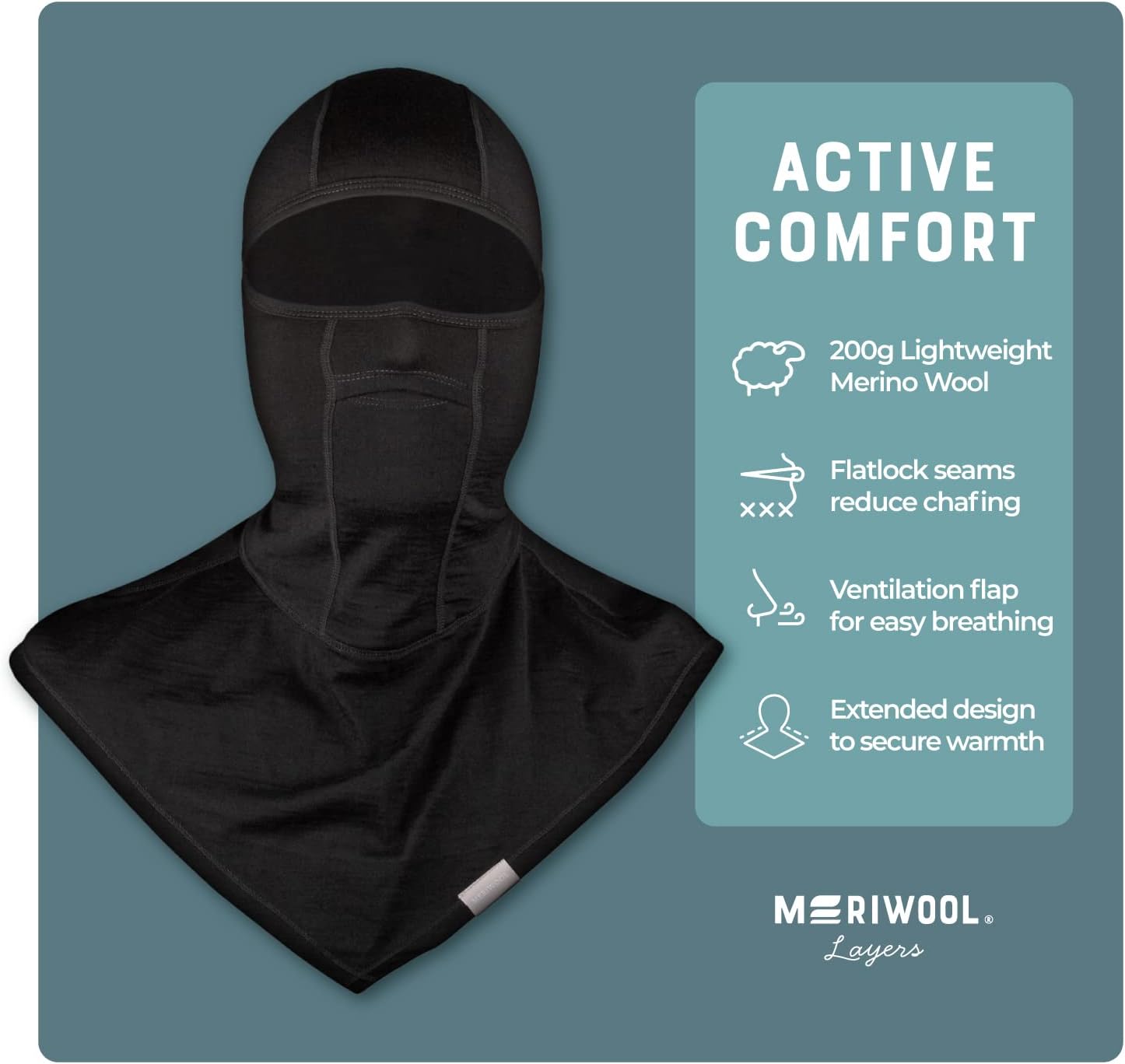 MERIWOOL Kids Ski Mask 100 Merino Wool Balaclava Winter Face Mask