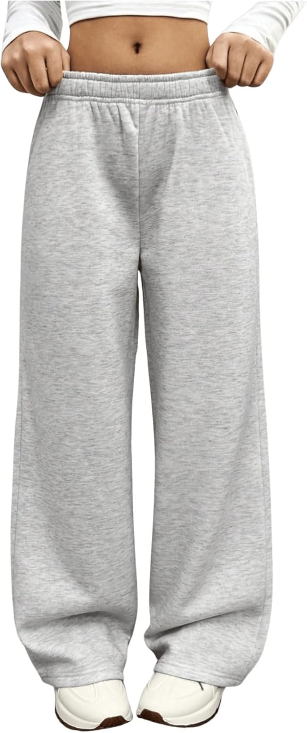 RoseSeek Wide Leg Thermal Joggers for Girls