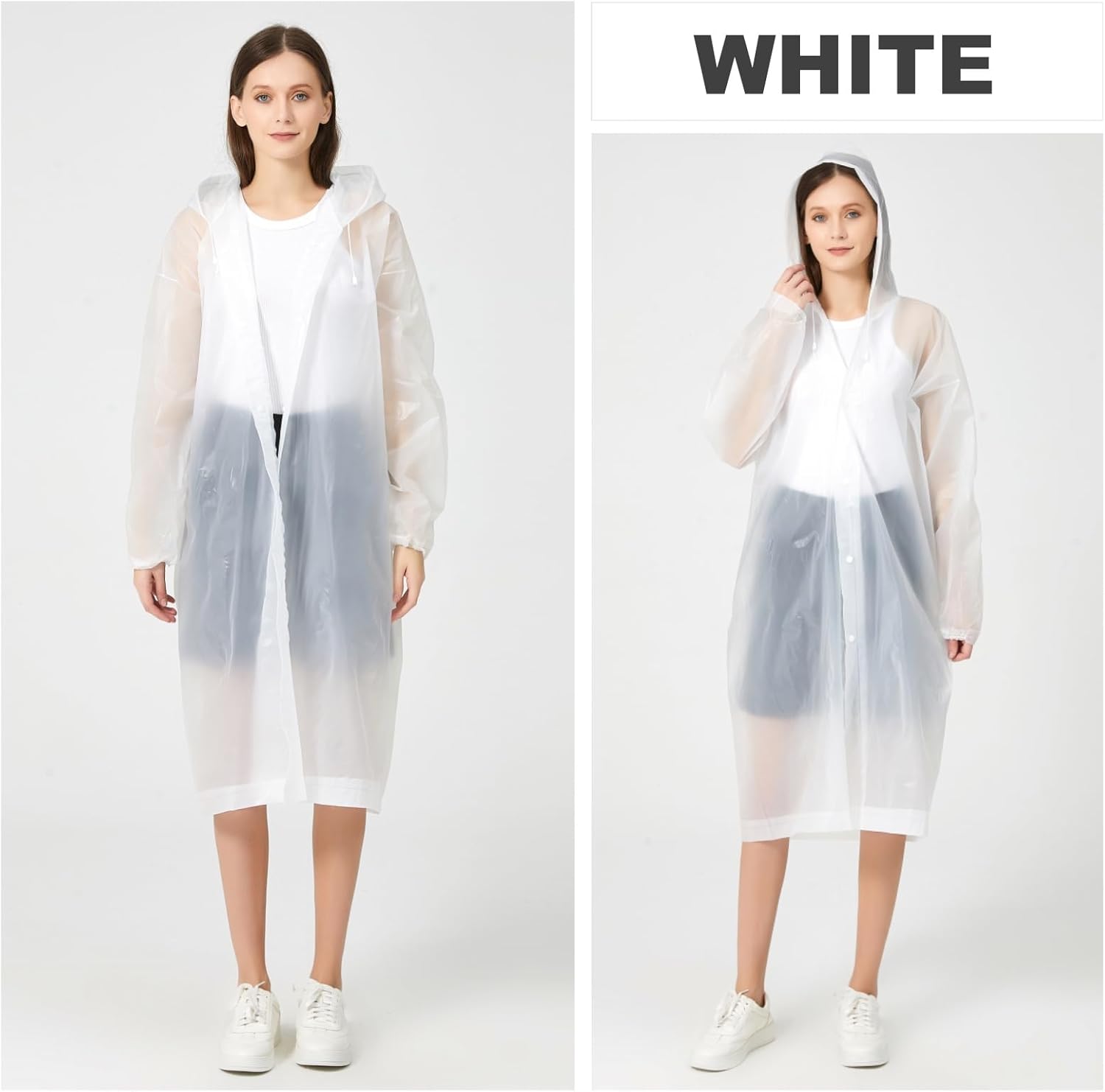 Reusable premium EVA rain ponchos for adults 5-pack