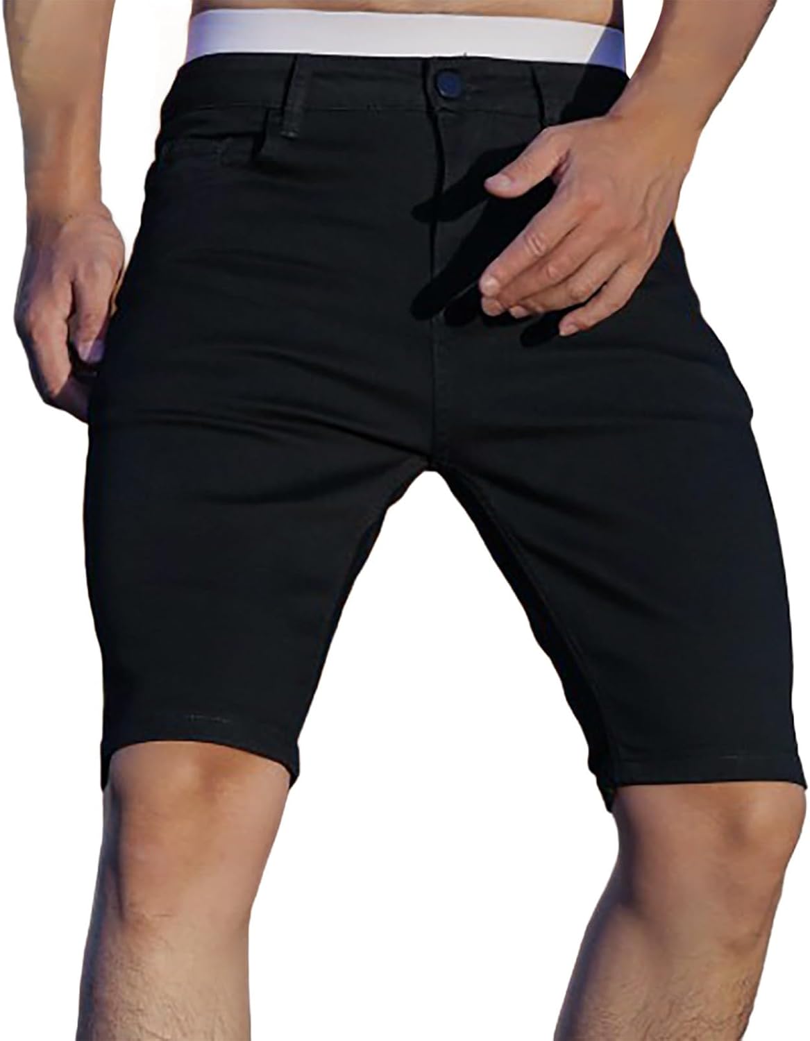 Denim Slim Fit Ripped Shorts for Men