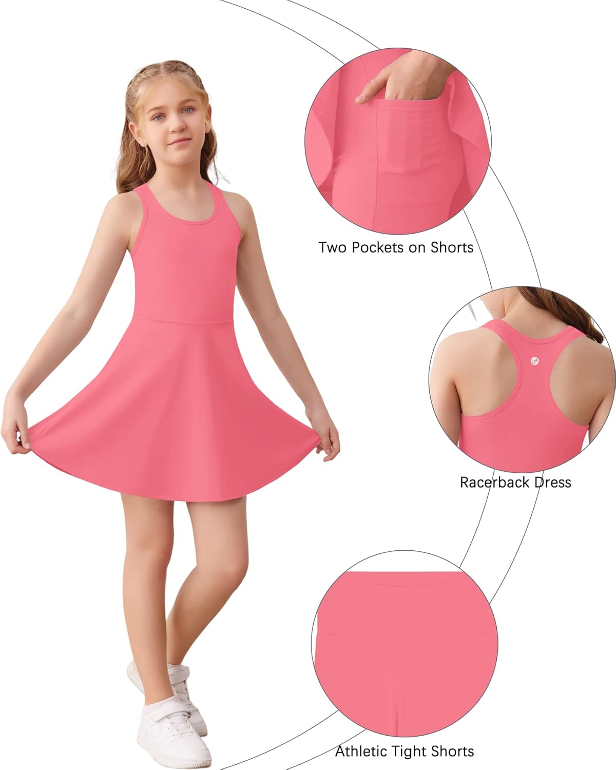 Haloumoning Girls Racerback Tennis Dress