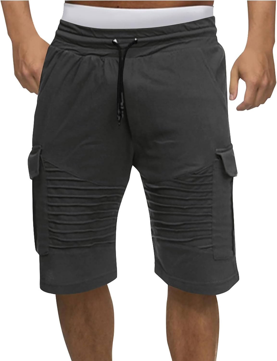 Versatile Checked Cotton Twill Cargo Shorts for Men