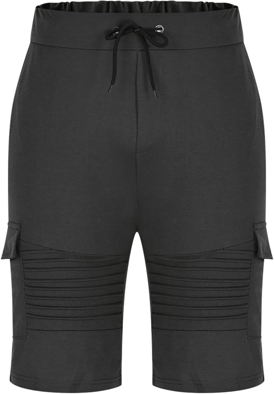 Versatile Checked Cotton Twill Cargo Shorts for Men
