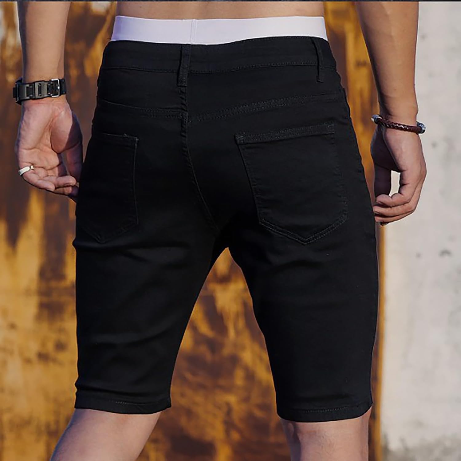 Denim Slim Fit Ripped Shorts for Men