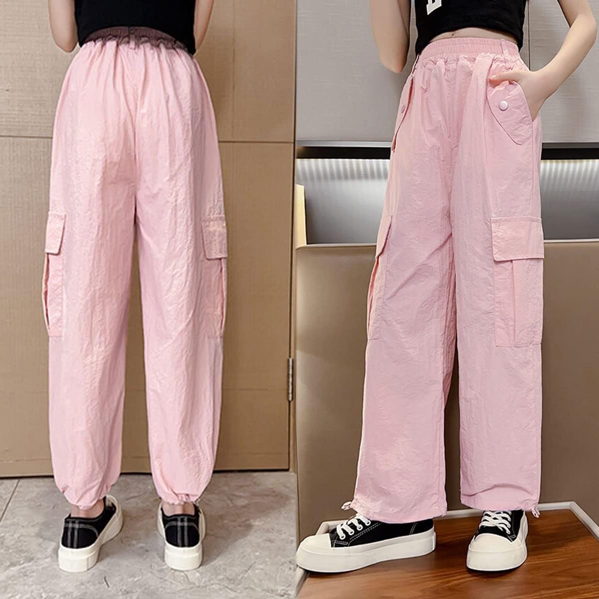 Premium Y2K Cargo Pants for Girls 5-14 Lightweight Adjustable Pockets aplenty