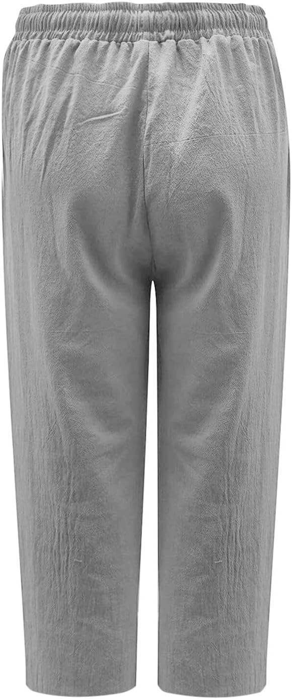 High-Waisted Linen Pants for Women with Pockets Summer Casual