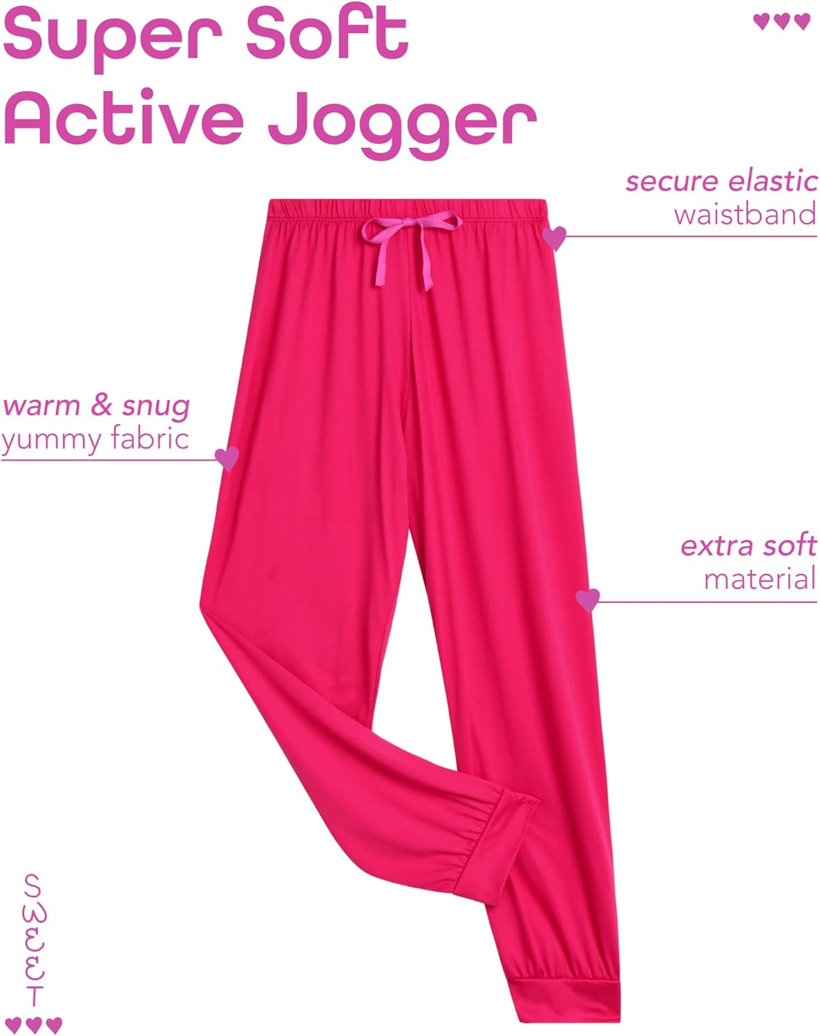 Sweet Hearts Girls Cozy Performance Joggers 3-Pack