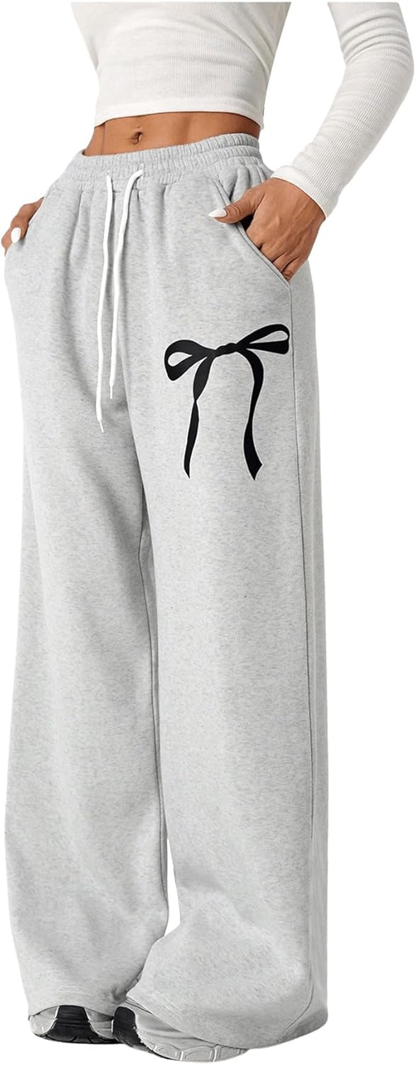GORGLITTER Girls Bow Wide Leg Sweatpants