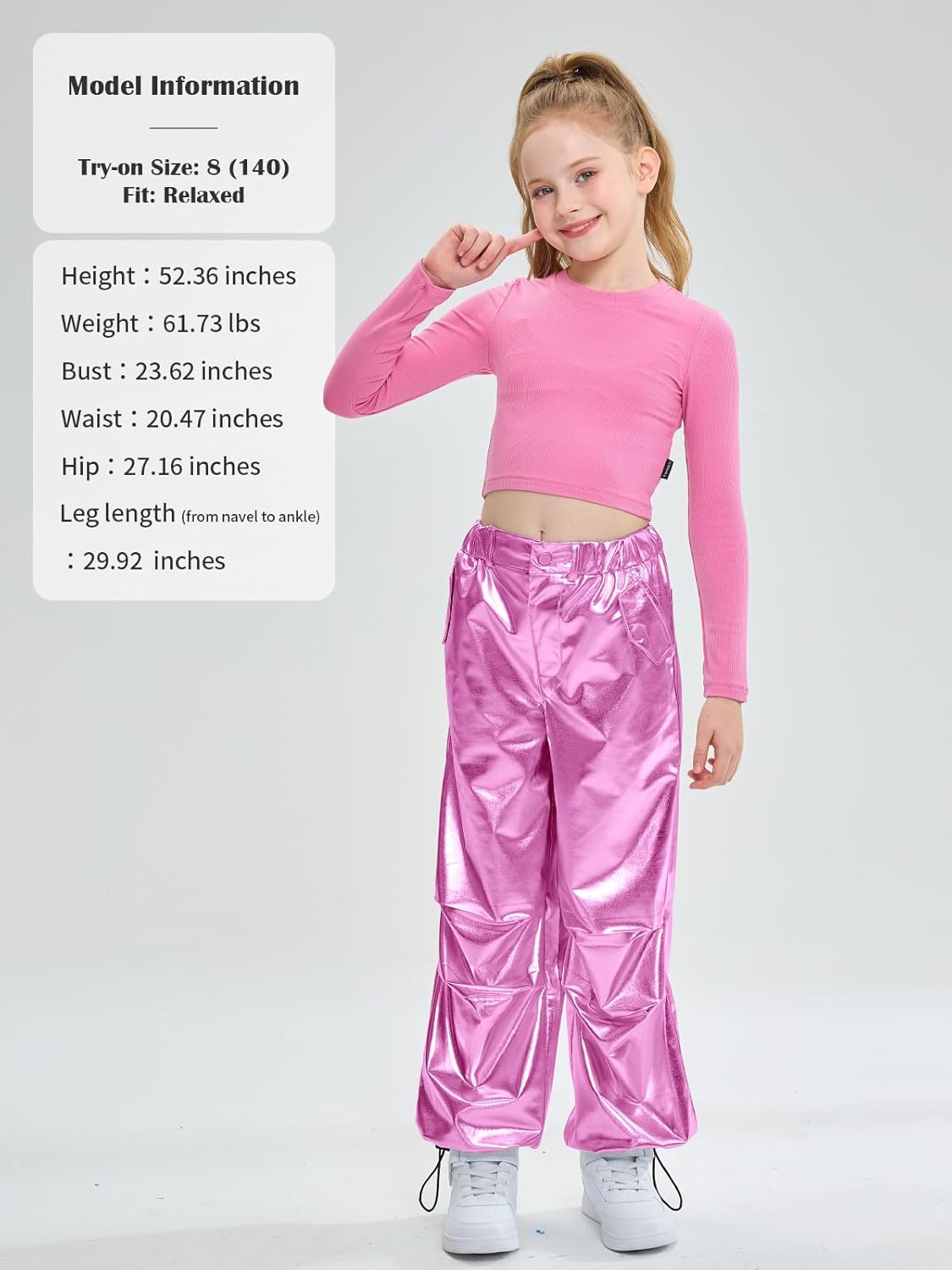 LOLANTA Girls Metallic Jogger Pants with Convertible Leg Opening