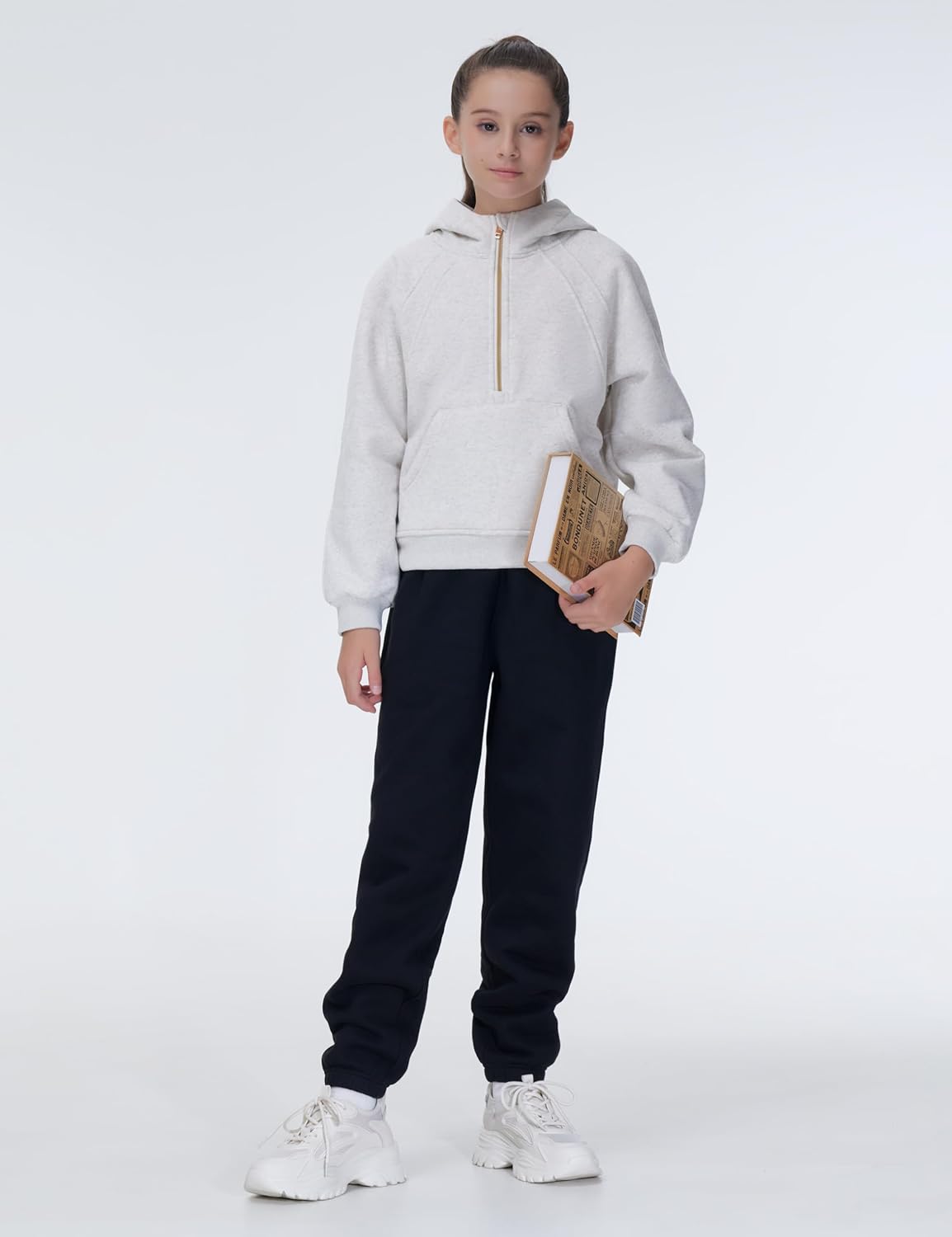 THE GM Fleece Joggers for Girls Warm Tapered with Pockets