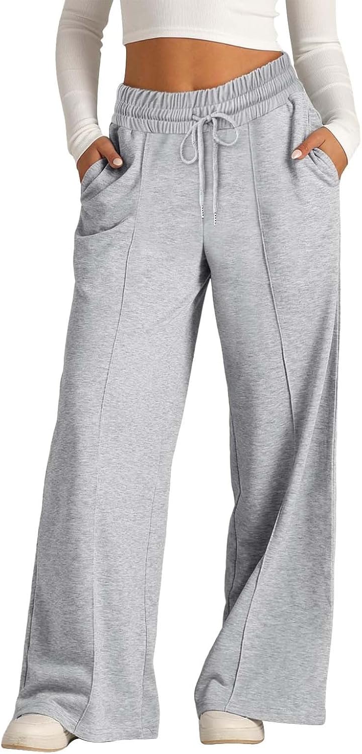 Ikevan Girls Oversized Wide Leg Sweatpants Drawstring